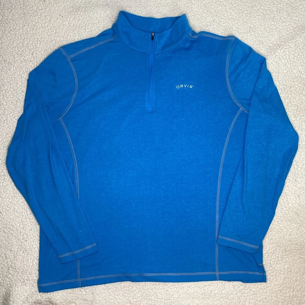 Orvis Sandy Point Blue Lightweight 1/4 Zip Pullover: Size Extra Large